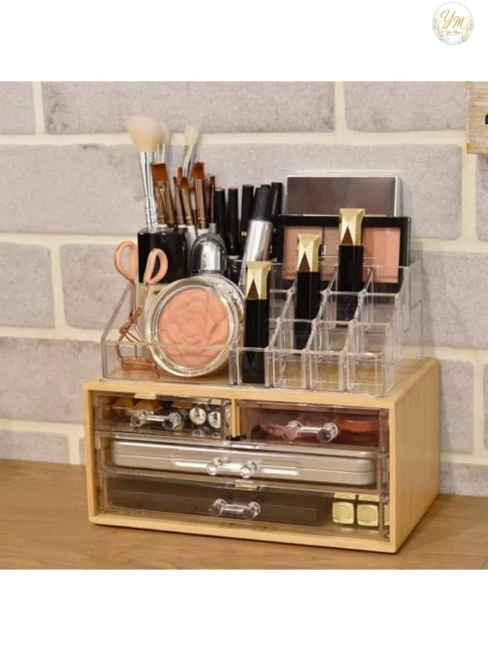 Clear Acrylic Makeup Organizer with 4 Drawers and 12 Lipstick Slots